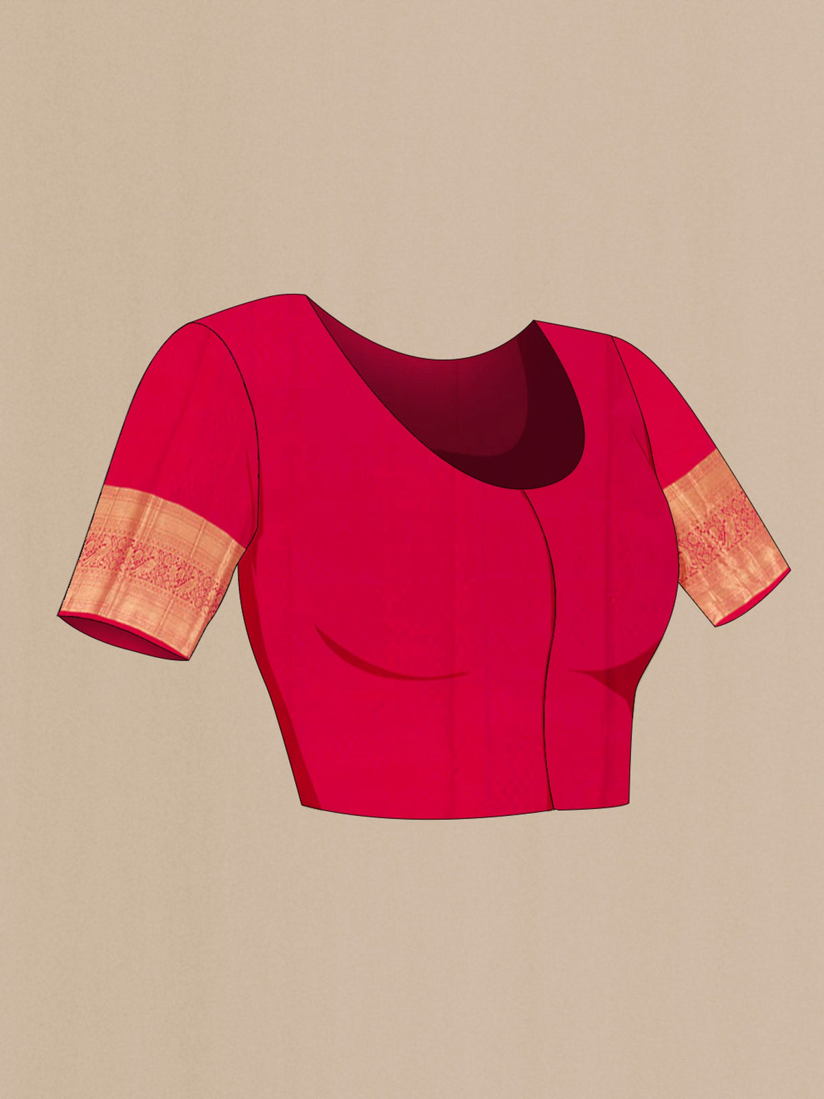 Close up image of the blouse of Yellow Kanchipuram Silk Saree with Zari Brocade on the body and Zari Border. 