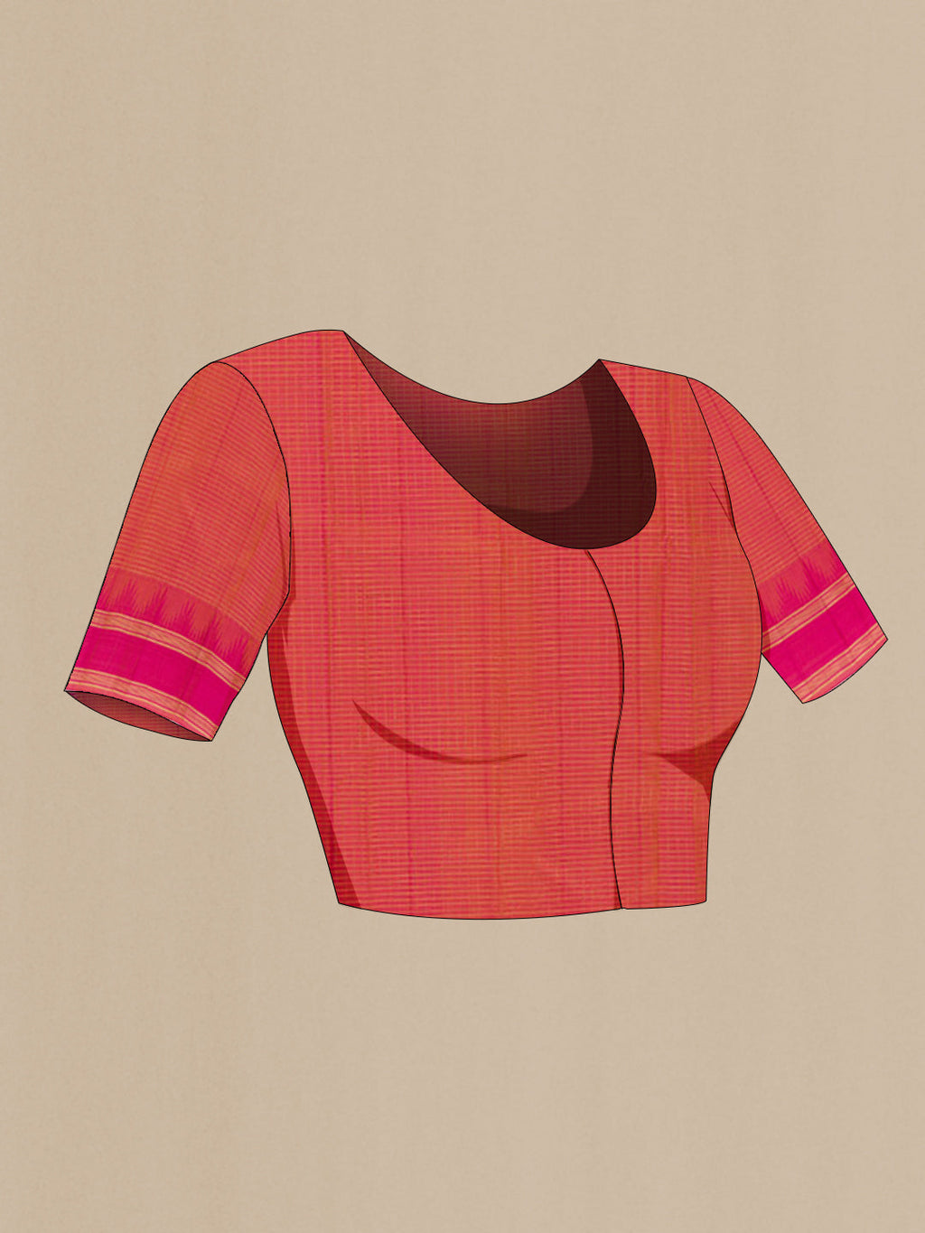 Close up image of the blouse of Yellow Dual Tone Kanchipuram Silk Saree with Checked design on the body and Zari Border. 
