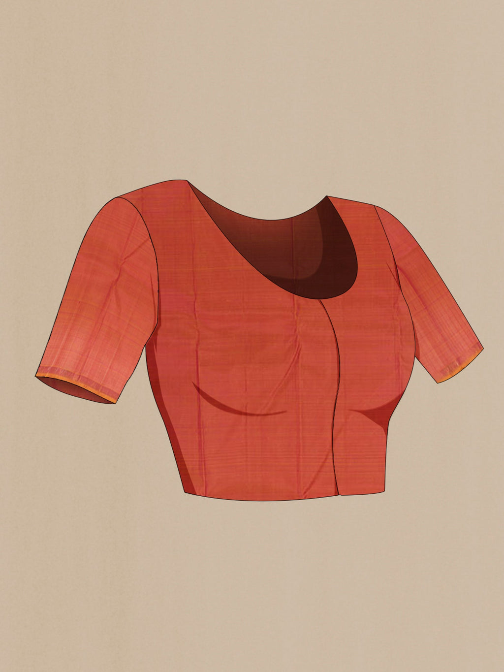 Close up image of the blouse of Maroon Kanchipuram Silk Saree with Zari Butta on the body and Zari Border. 