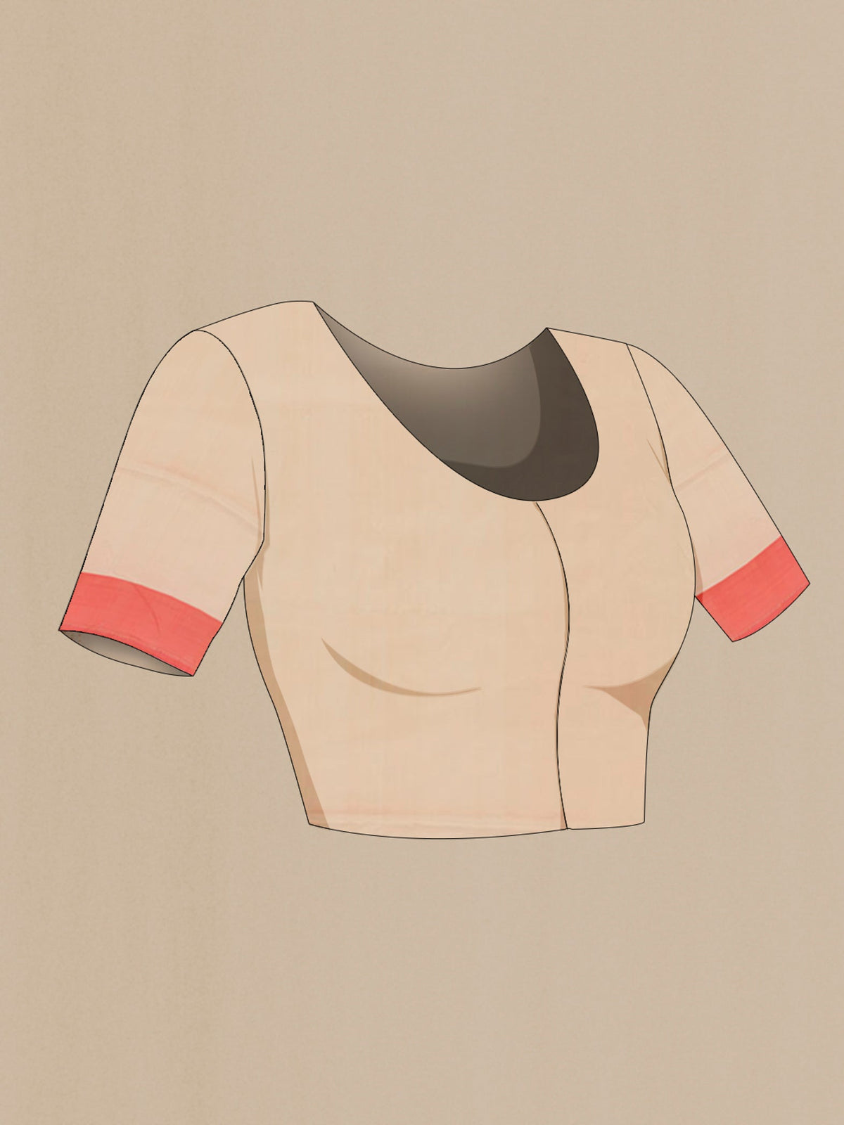 Close up image of the blouse of Cream Banarasi Jamavar Saree with Jacquard With Zari Butta on the body and Zari Border. 