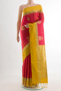Pink Soft Silk Saree with Zari Butta on the body and Zari Border.  displayed on a mannequin