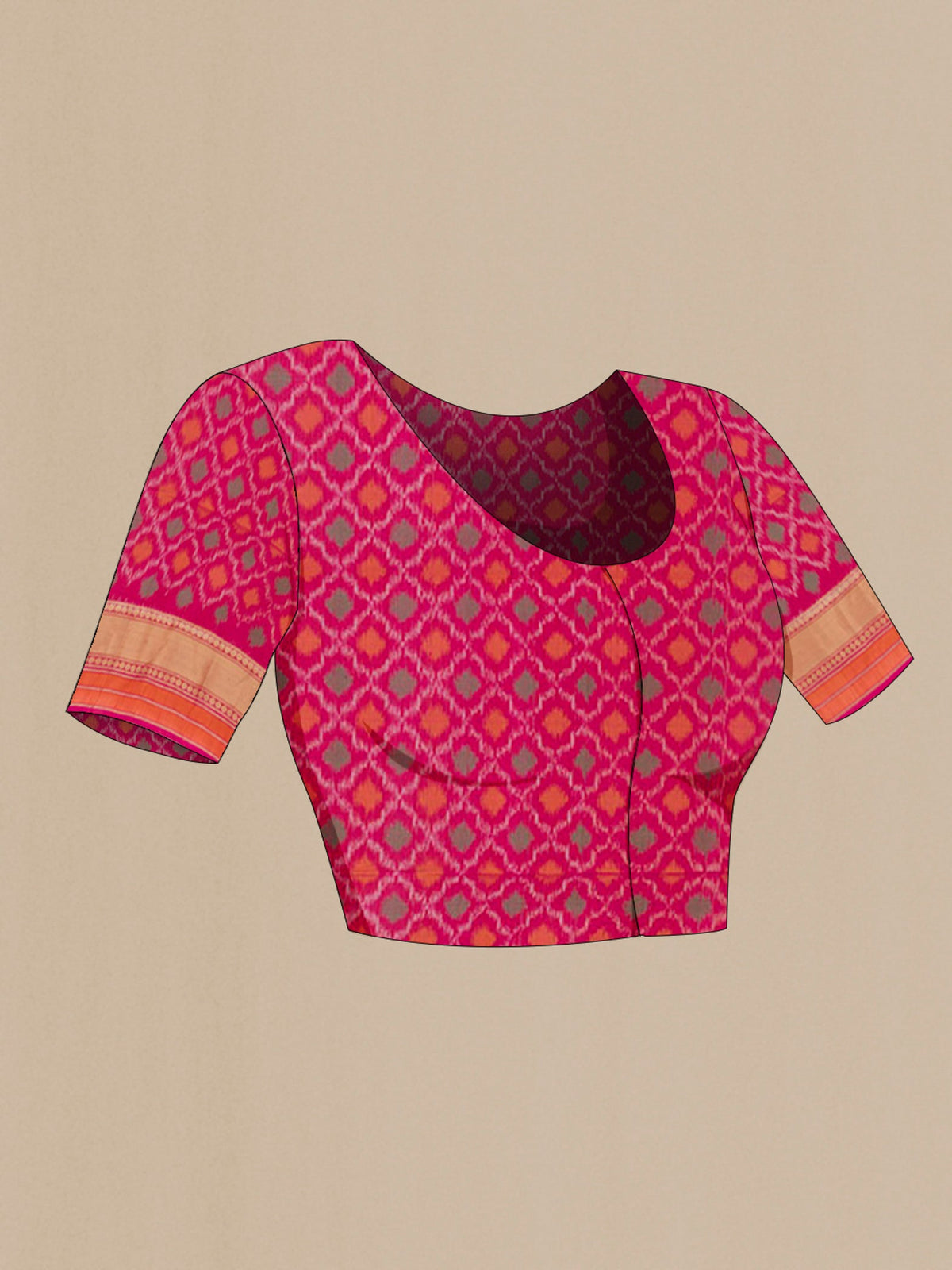 Close up image of the blouse of Blue Soft Silk Saree with Jacquard design on the body and Zari Border. 