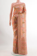 Multi Color Blended Art Silk Saree with Embroidery on the body and Embroidery Border.  displayed on a mannequin