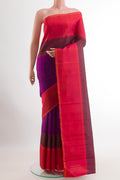 Pure Silk Pure Zari Purple Kanchipuram Saree with Plain Body and Plain Border.  displayed on a mannequin