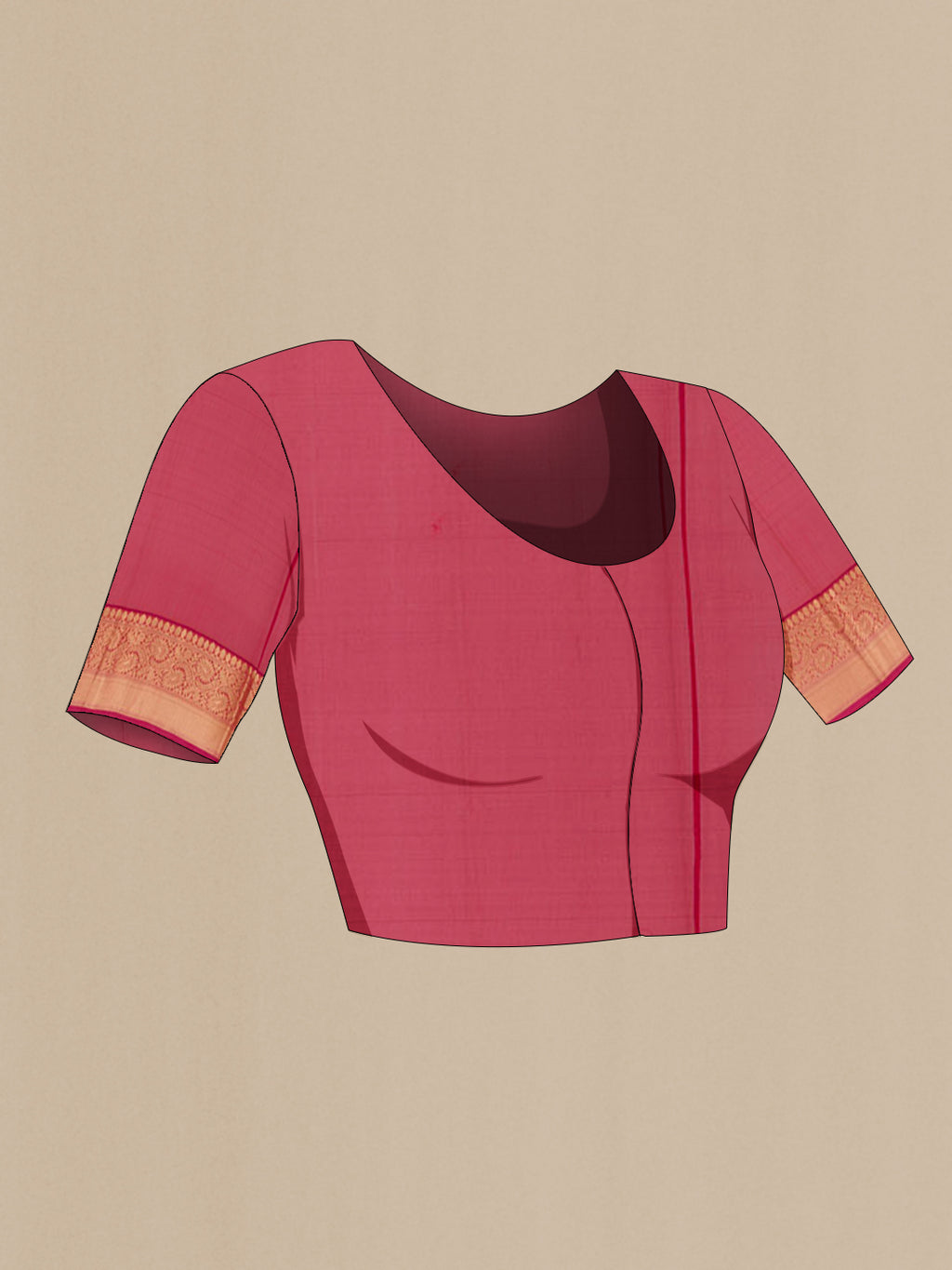 Close up image of the blouse of Green Silk Cotton Saree with Zari Butta on the body and Zari Border. 