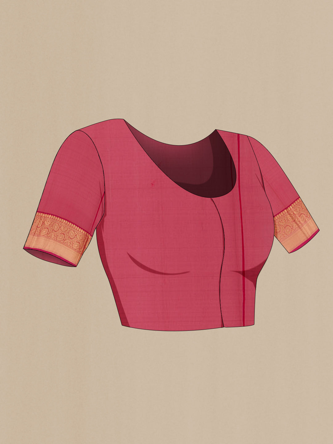 Close up image of the blouse of Green Silk Cotton Saree with Zari Butta on the body and Zari Border. 