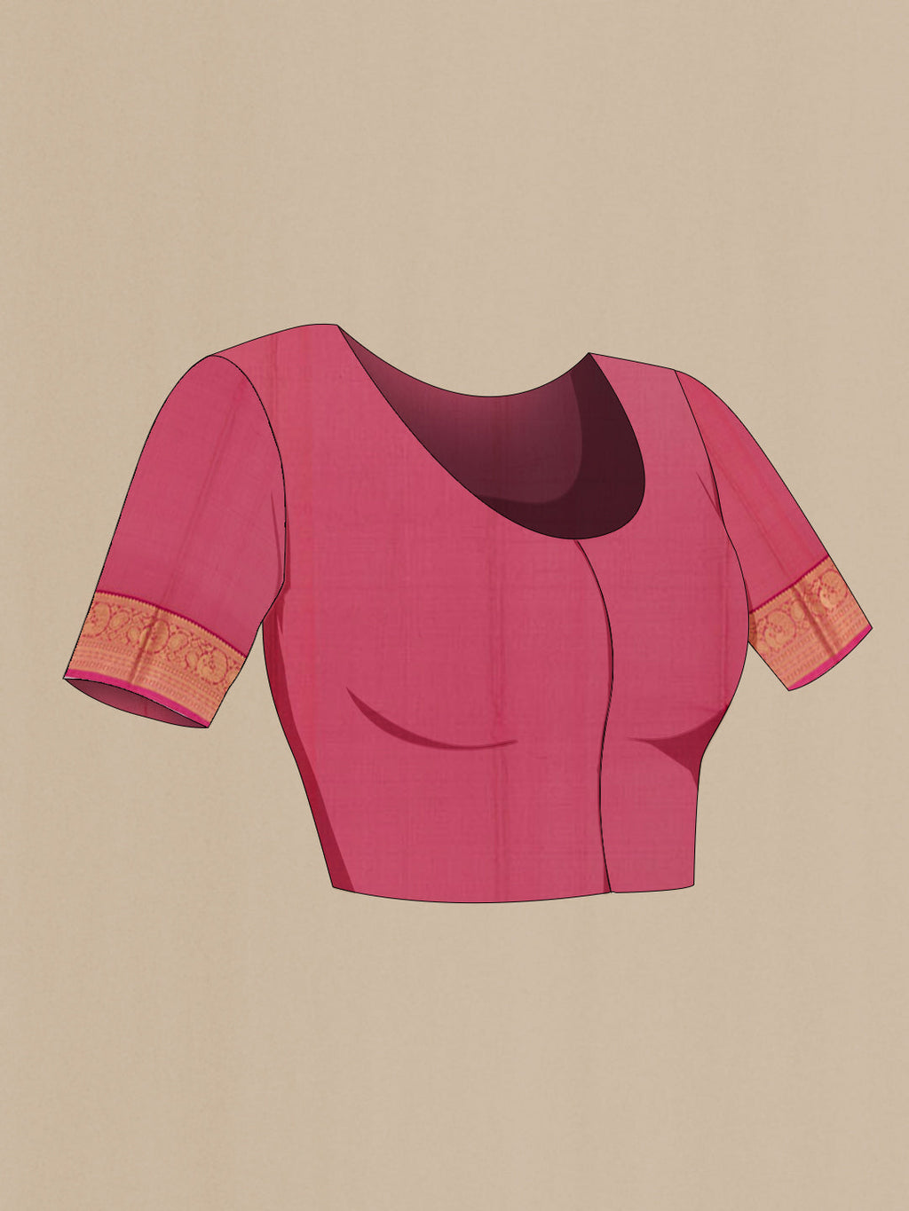 Close up image of the blouse of Green Blended Kora Cotton Saree with Zari Butta on the body and Zari Border. 