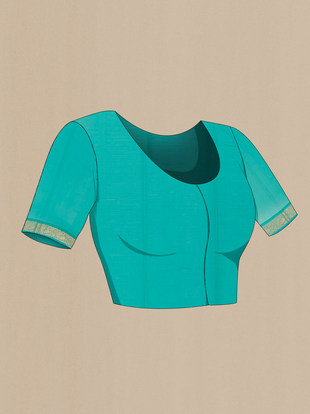 Close up image of the blouse of Pink Blended Kora Cotton Saree with Zari Butta on the body and Zari Border. 