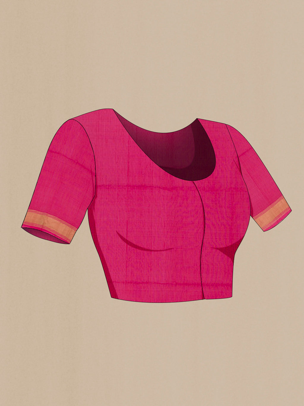 Close up image of the blouse of Purple Silk Cotton Saree with Zari Butta on the body and Zari Border. 
