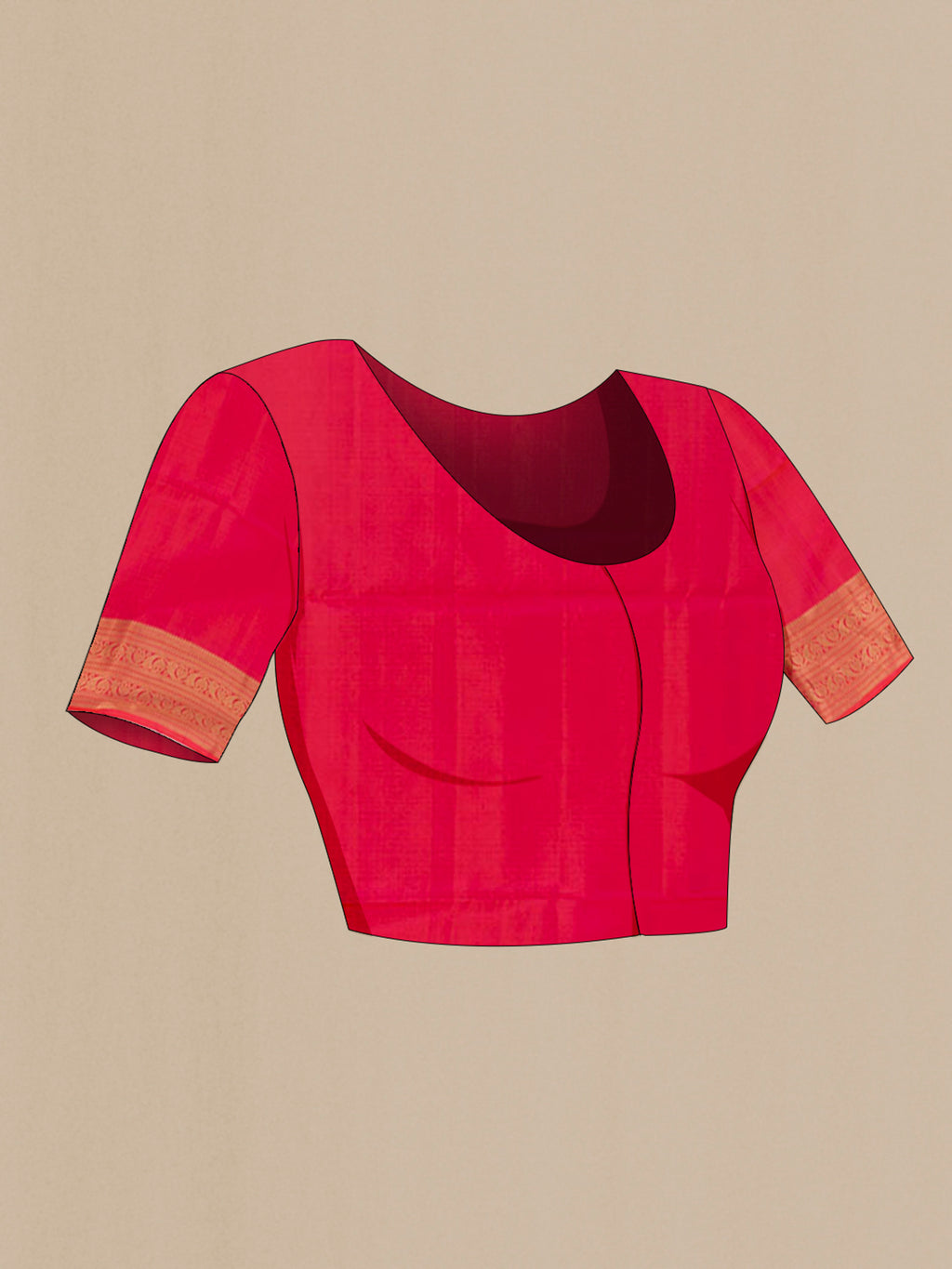 Close up image of the blouse of Bottle Green Soft Silk Saree with Ikat design on the body and Zari Border. 