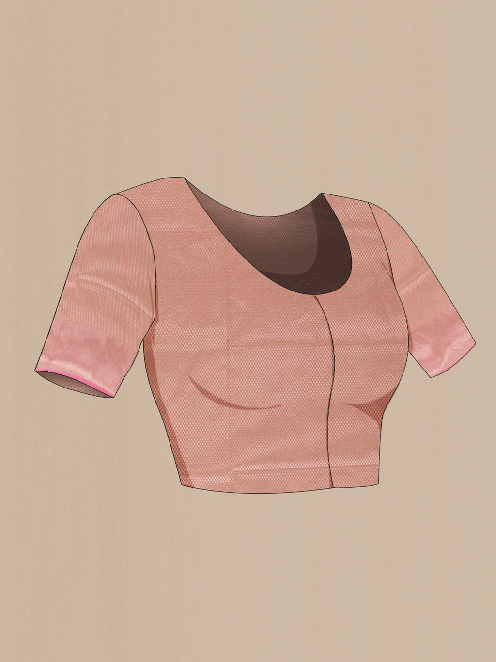 Close up image of the blouse of Pink Banarasi Silk Saree with Zari Brocade on the body and Zari Border. 