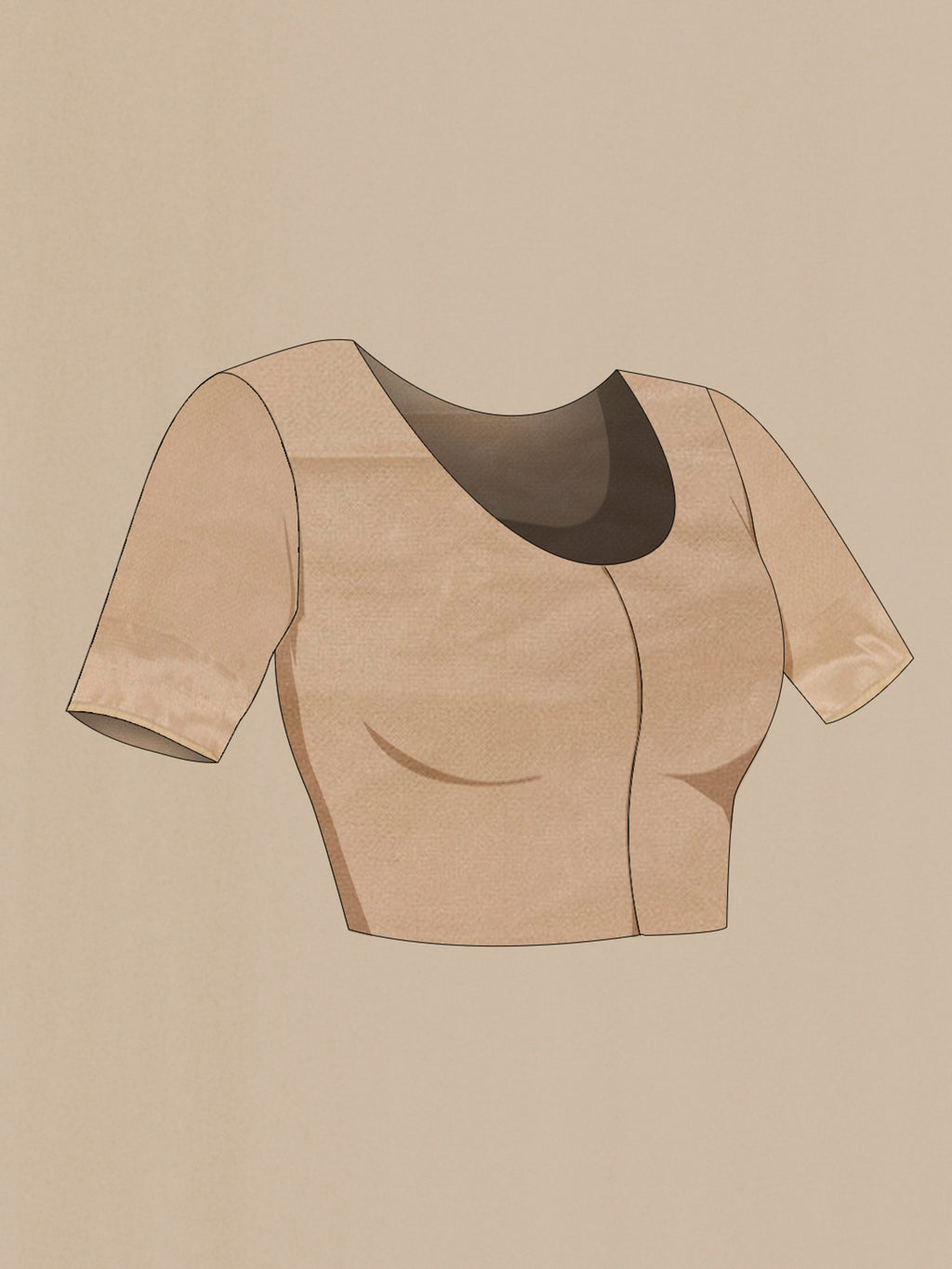 Close up image of the blouse of Beige Banarasi Silk Saree with Zari Brocade on the body and Zari Border. 