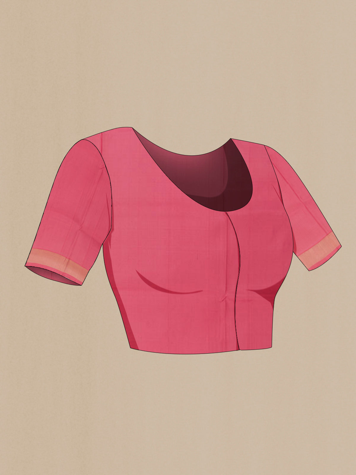 Close up image of the blouse of Pink Uppada Silk Saree with Zari Butta on the body and Zari Border. 