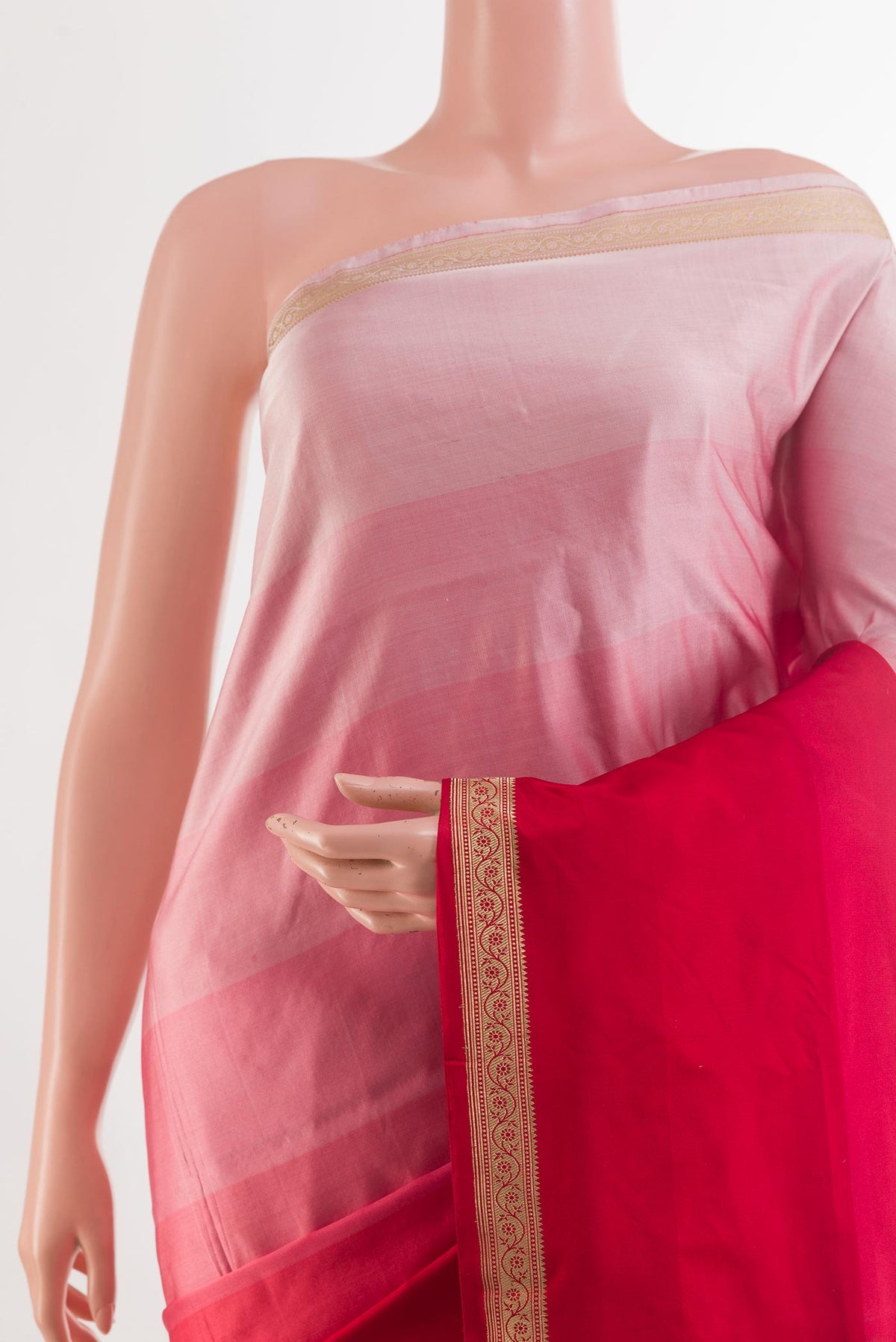 Border image of Multi Color Banarasi Silk Saree with Stripes on the body and Zari Border. 
