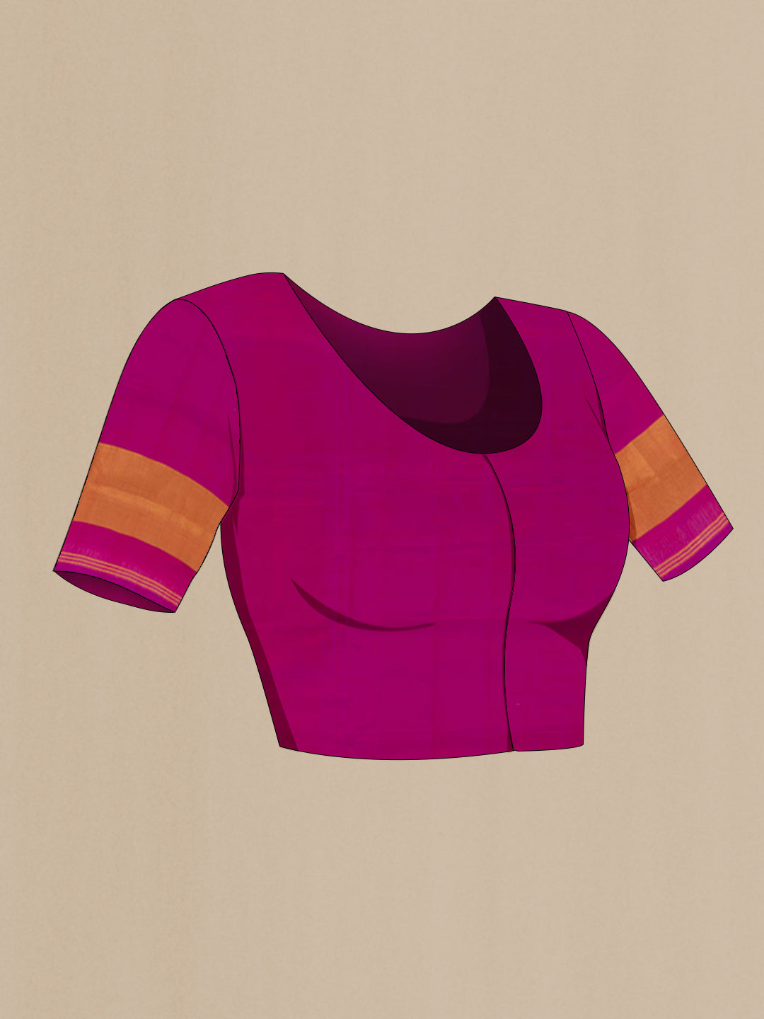 Close up image of the blouse of Purple Rajkot Patola Silk Saree with Ikat design on the body and Zari Border. 