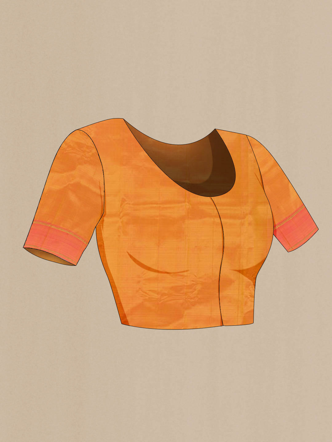 Close up image of the blouse of Yellow Kanchipuram Silk Saree with Zari Butta on the body and Zari Border. 