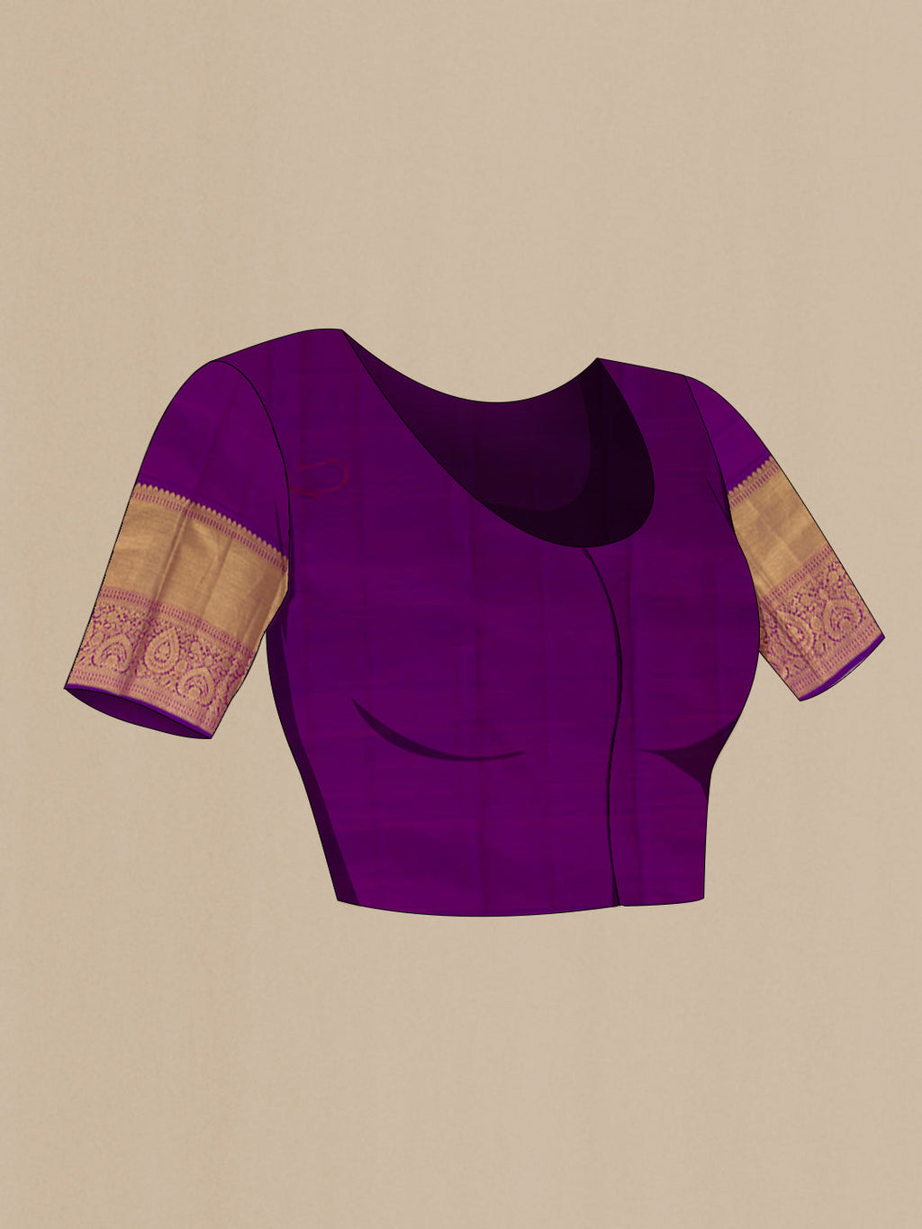 Close up image of the blouse of Pink Dual Tone Kanchipuram Silk Saree with Zari Butta on the body and Zari Border. 