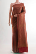 Green Mysore Crepe Saree with Zari Brocade on the body and Zari Border.  displayed on a mannequin
