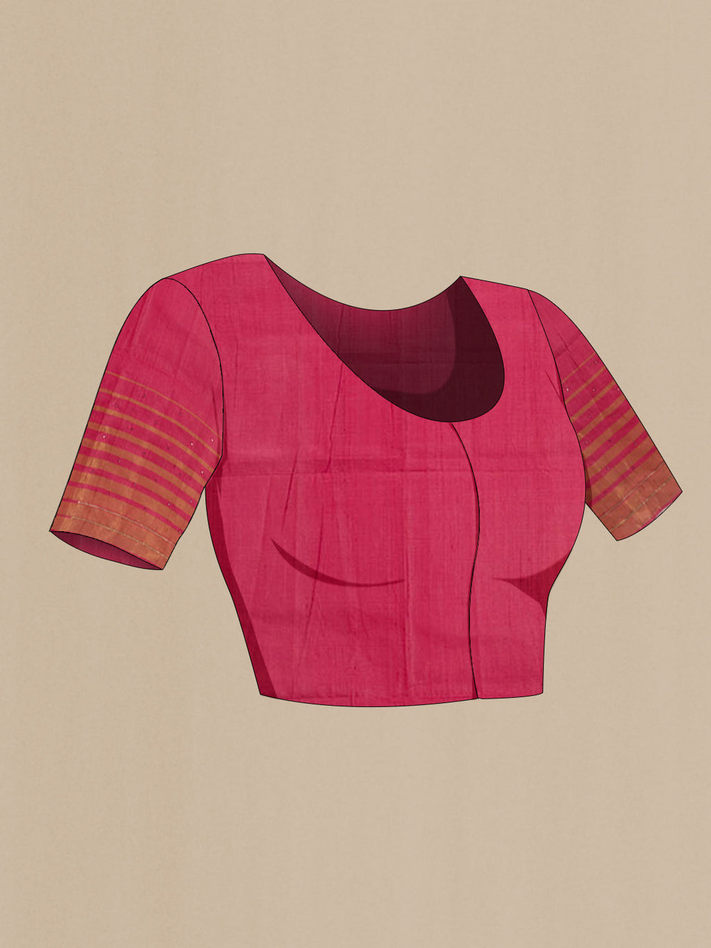 Close up image of the blouse of Pink Tussar Silk Saree with Embroidery on the body and Embroidery Border. 