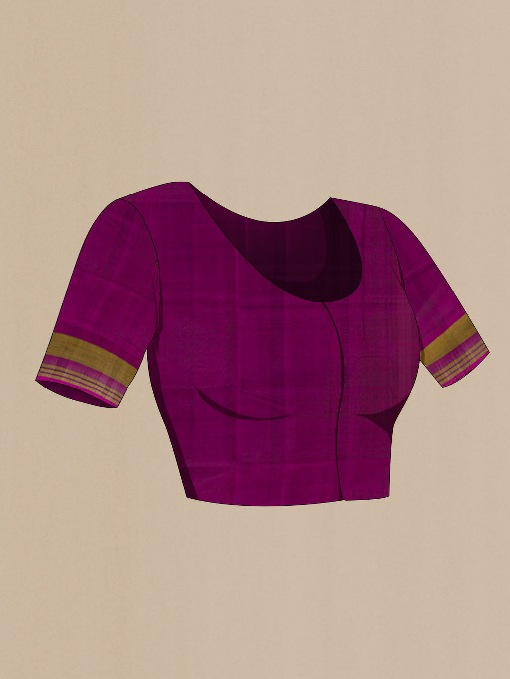 Close up image of the blouse of Purple Rajkot Patola Silk Saree with Ikat design on the body and Zari Border. 