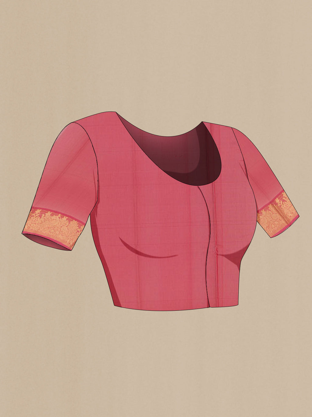 Close up image of the blouse of Parrot Green Silk Cotton Saree with Zari Butta on the body and Zari Border. 