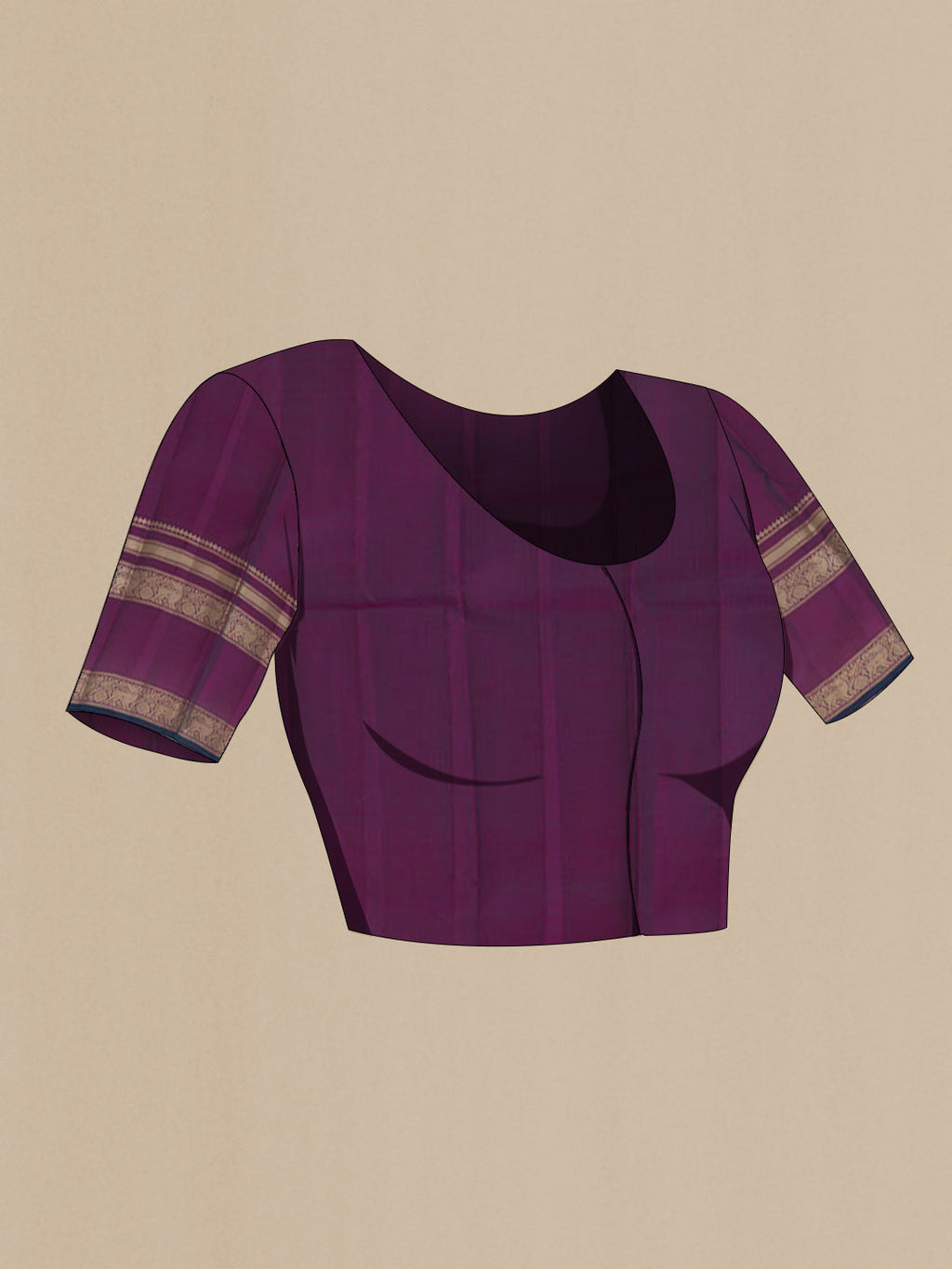 Close up image of the blouse of Blue Kanchipuram Silk Saree with Zari Butta on the body and Zari Border. 