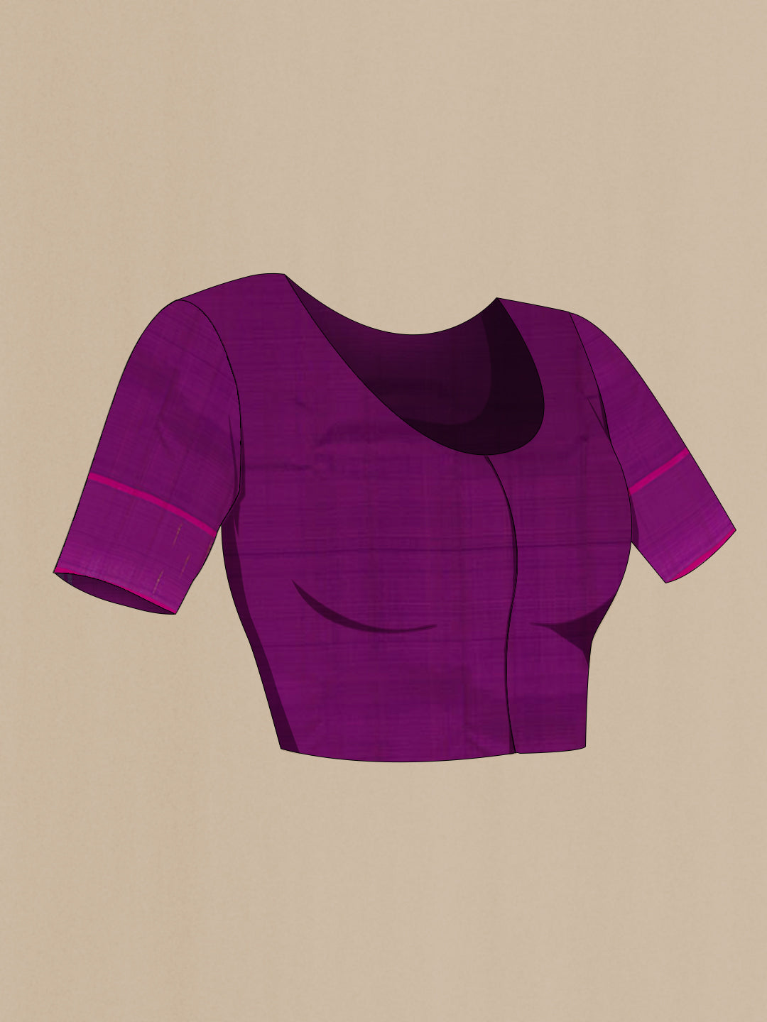 Close up image of the blouse of Multi Color Kanjivaram Silk Saree with Stripes on the body and Plain Border. 