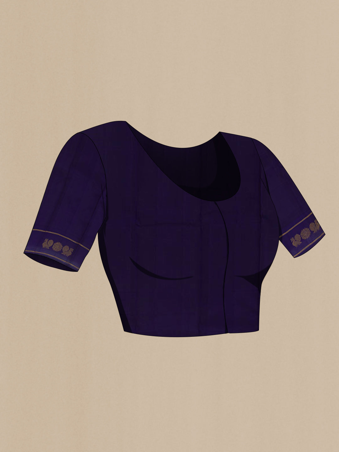 Close up image of the blouse of Pink Kanjivaram Silk Saree with Checked design on the body and Zari Border. 