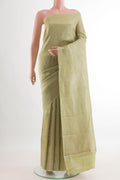 Green Mysore Crepe Saree with Zari Brocade on the body and Zari Border.  displayed on a mannequin