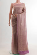 Lavender Mysore Crepe Saree with Zari Brocade on the body and Zari Border.  displayed on a mannequin