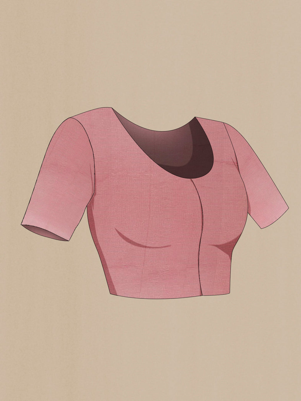 Close up image of the blouse of Pink Mysore Georgette Saree with Embroidery on the body and Zari Border. 
