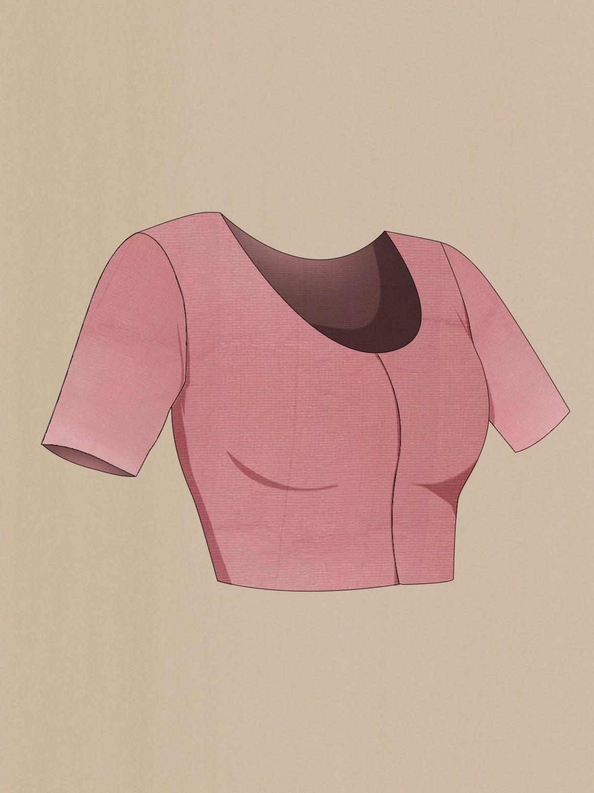 Close up image of the blouse of Pink Mysore Georgette Saree with Embroidery on the body and Zari Border. 