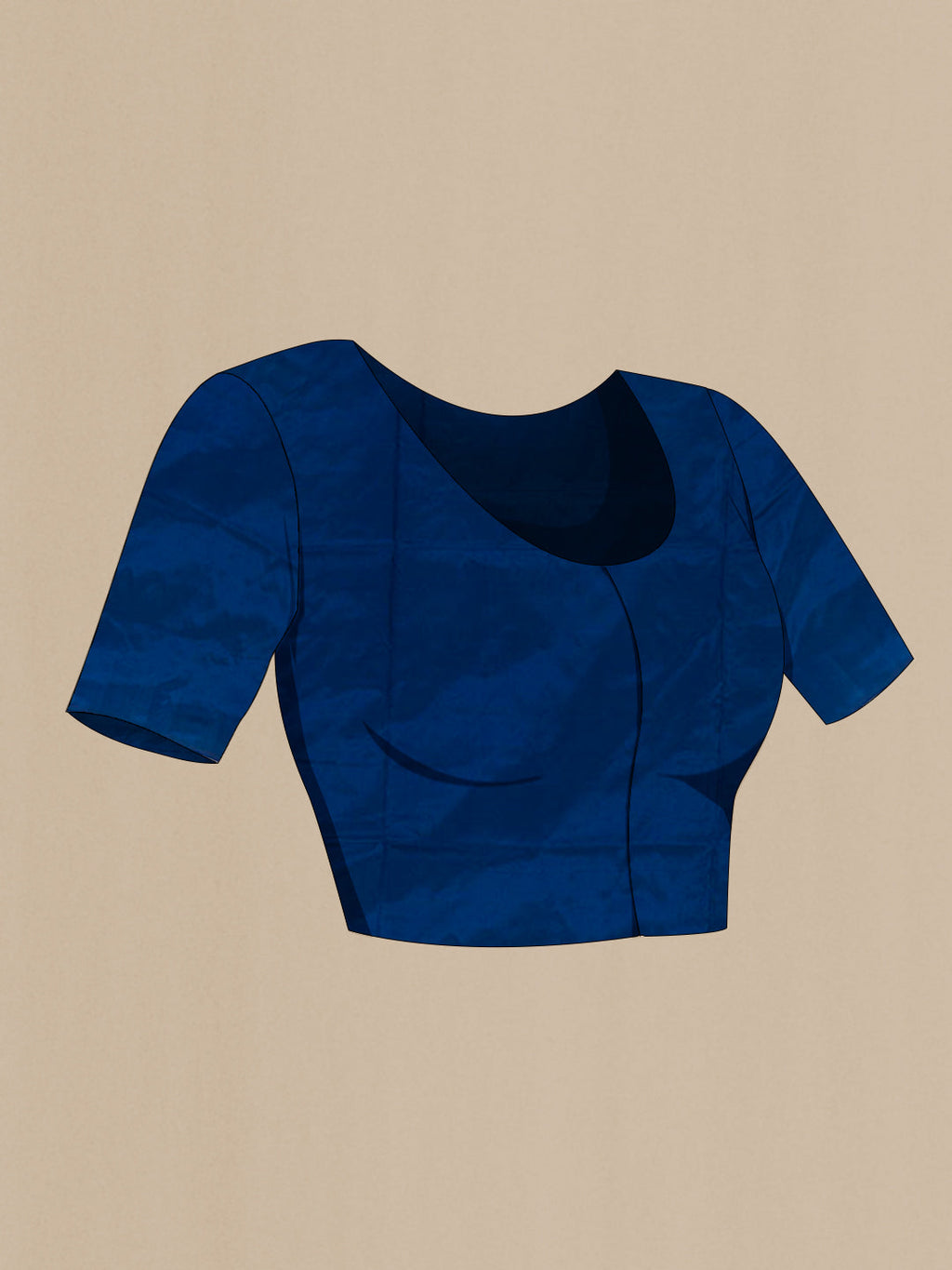 Close up image of the blouse of Blue Pochampally Silk Saree with Pure Ikat on the body and Ikat Border. 