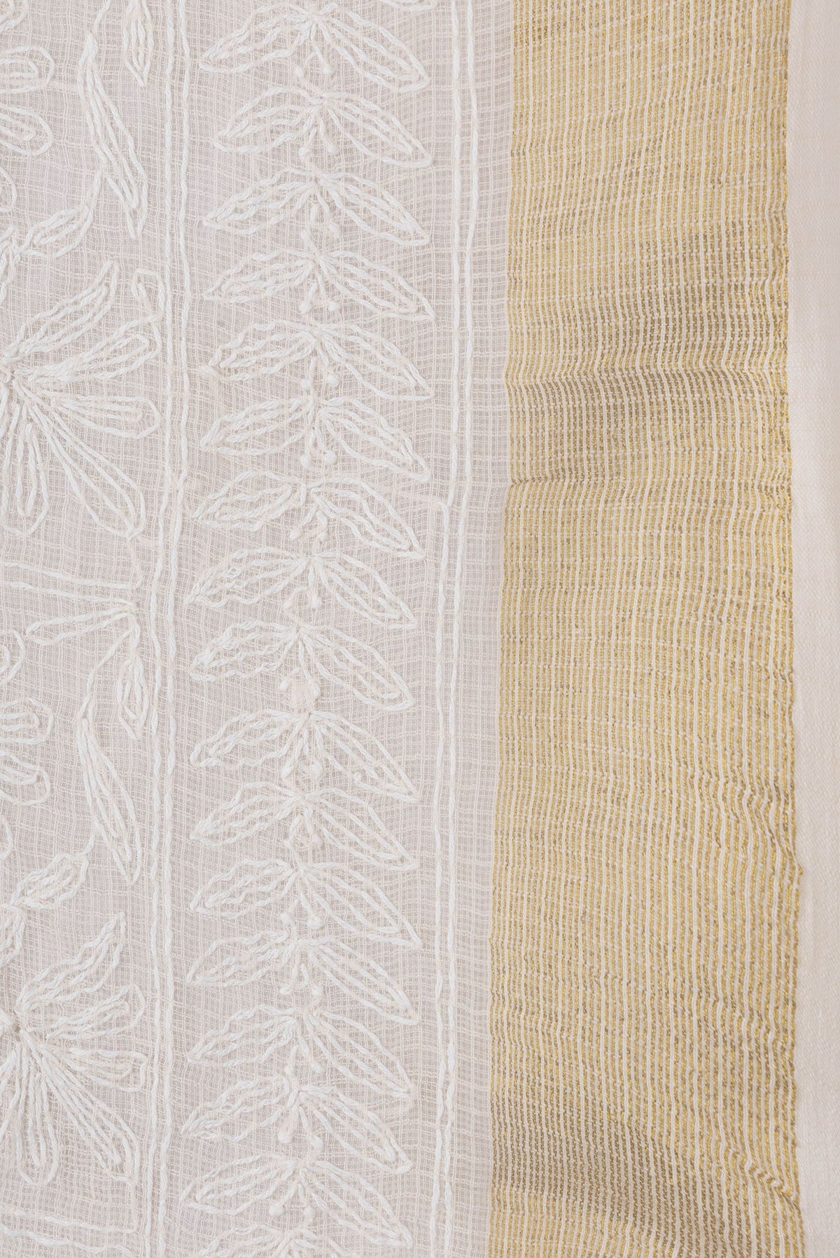 Border image of Beige Dual Tone Kota Silk Saree with Embroidery on the body and Zari Border. 