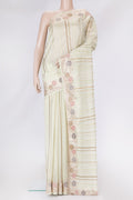 Pista Green Dual Tone Organza Silk Saree with Stripes on the body and Fancy Border.  displayed on a mannequin
