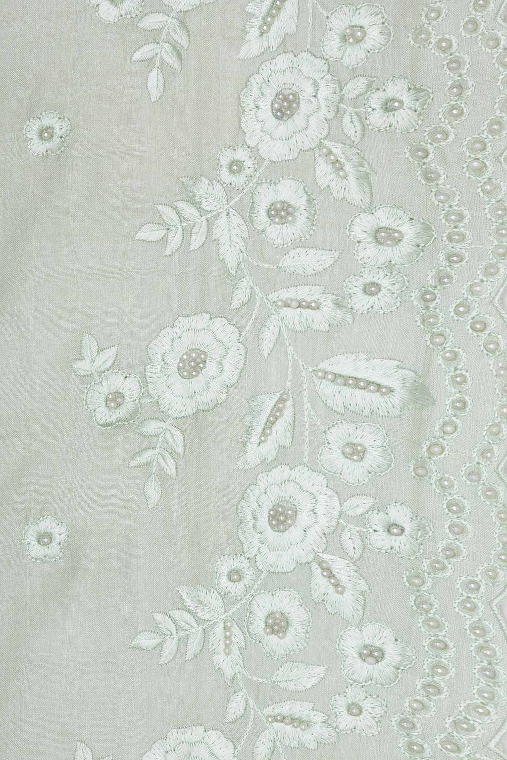 Border image of Pista Green Dual Tone Tussar Saree with Embroidery on the body and Embroidery Border