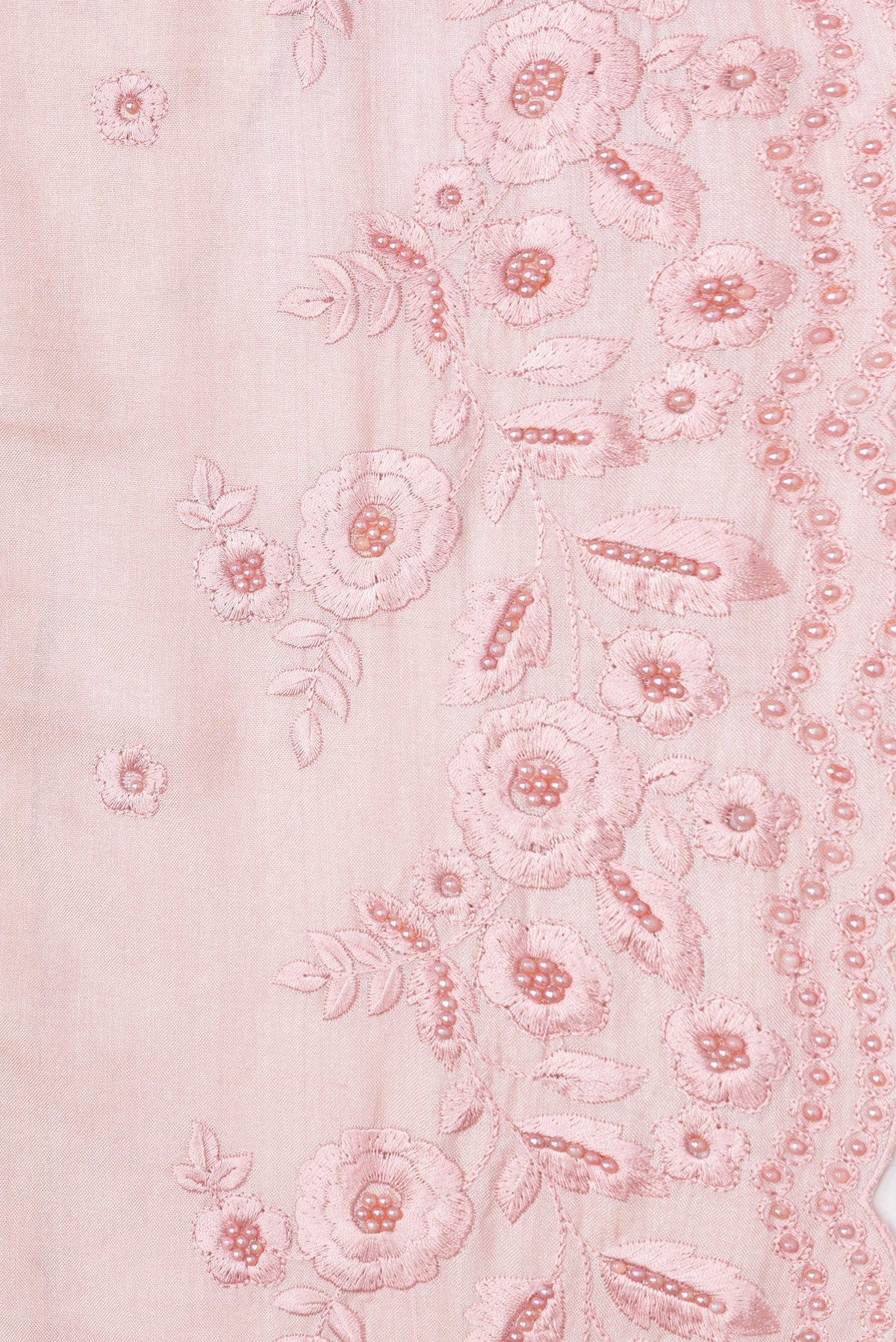 Border image of Rose Gold Dual Tone Tussar Silk Saree with Embroidery on the body and Embroidery Border. 