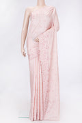 Rose Gold Dual Tone Tussar Silk Saree with Embroidery on the body and Embroidery Border.  displayed on a mannequin