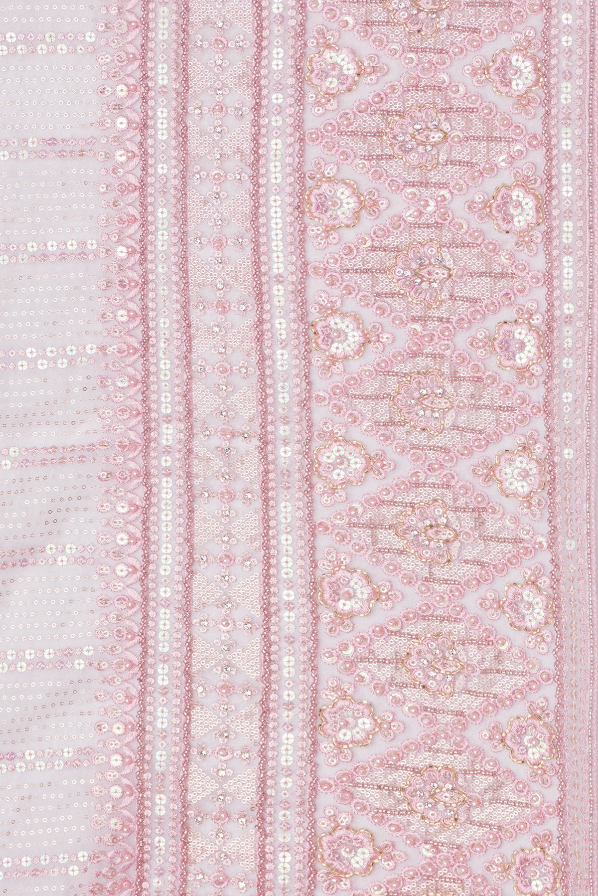 Border image of Pink Dual Tone Organza Silk Saree with Embroidery on the body and Embroidery Border. 
