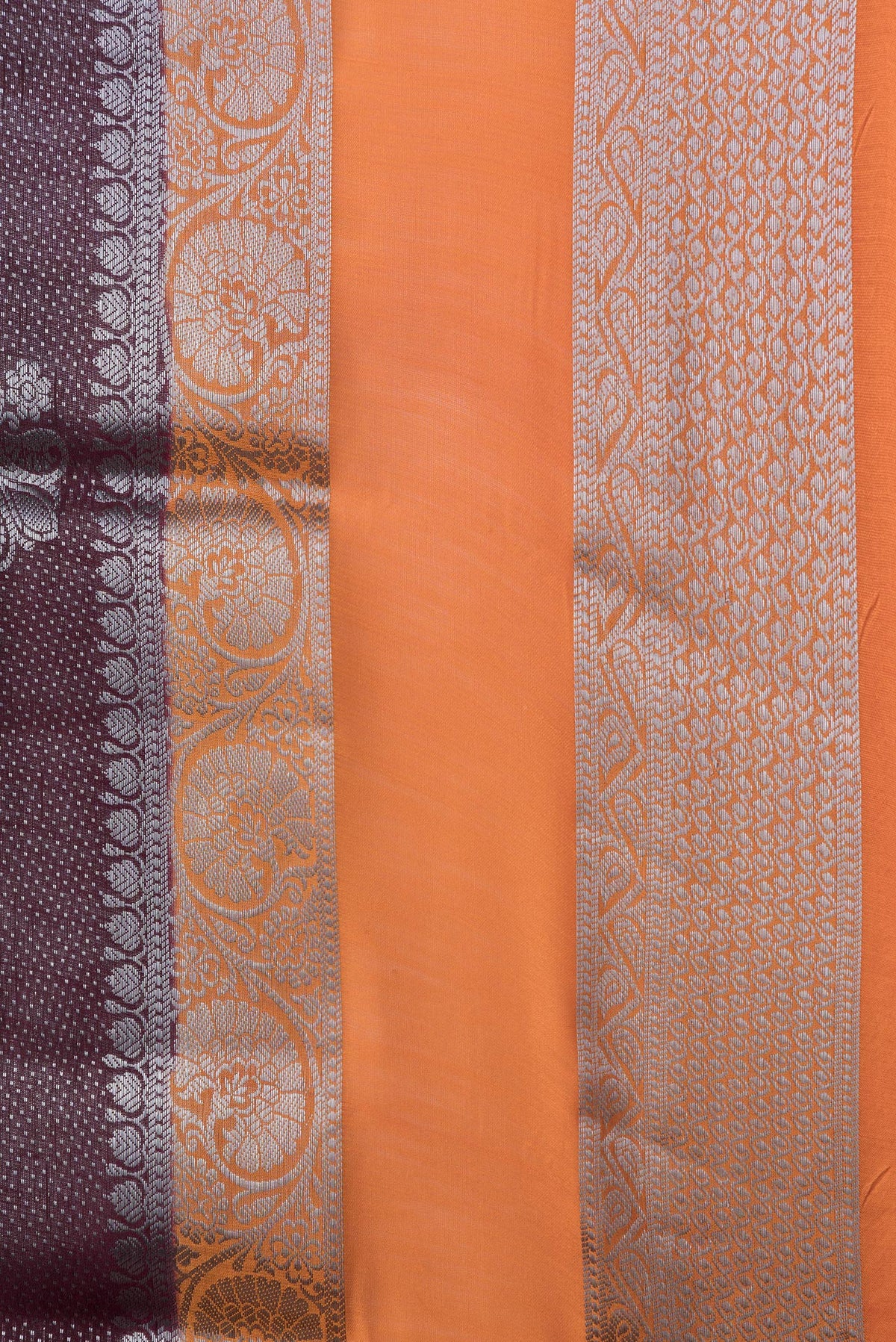 Border image of Maroon Dual Tone Tussar Silk Saree with Zari Brocade on the body and Zari Border. 