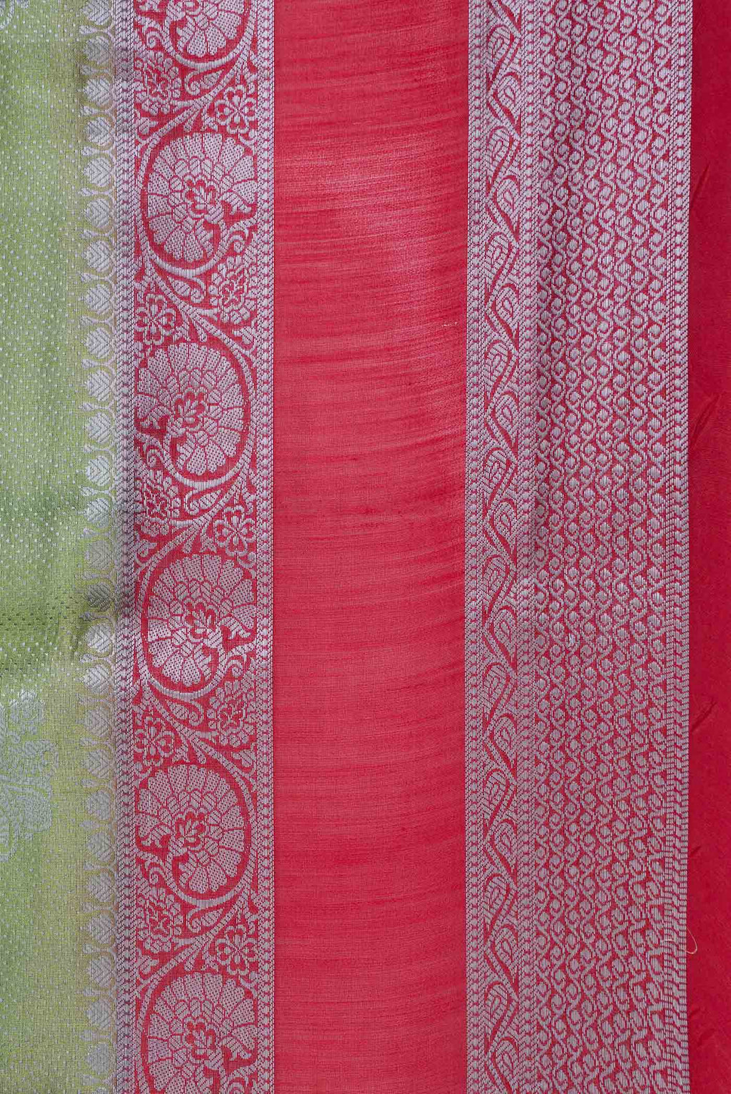 Border image of Green Dual Tone Tussar Saree with Zari Brocade on the body and Zari Border