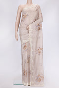 Lavender Dual Tone Kota Silk Saree with Printed design on the body and Embroidery Border.  displayed on a mannequin