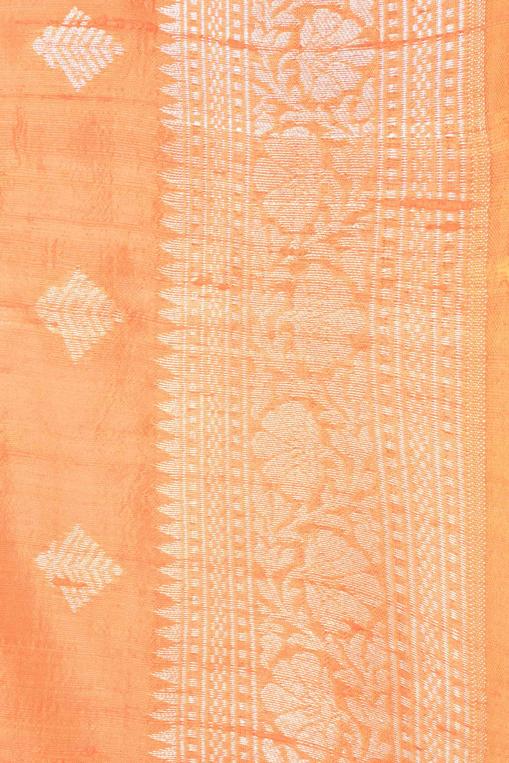 Border image of Orange Dual Tone Raw Silk Saree with Zari Brocade on the body and Zari Border