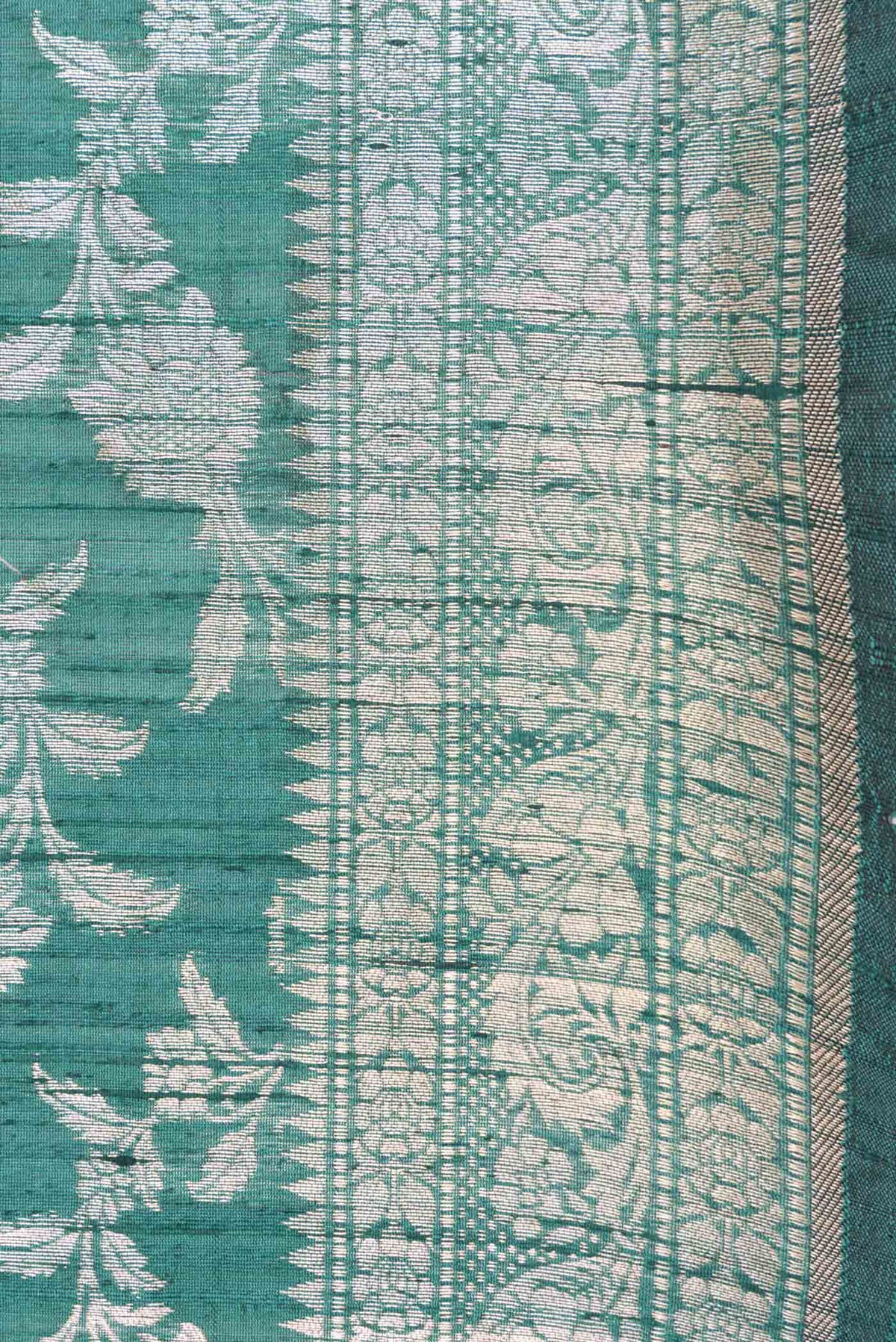 Border image of Green Dual Tone Raw Silk Saree with Zari Brocade on the body and Zari Border