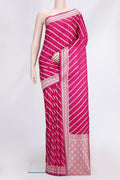 Pink Dual Tone Blended Banarasi Silk Saree with Zari Brocade on the body and Zari Border.  displayed on a mannequin