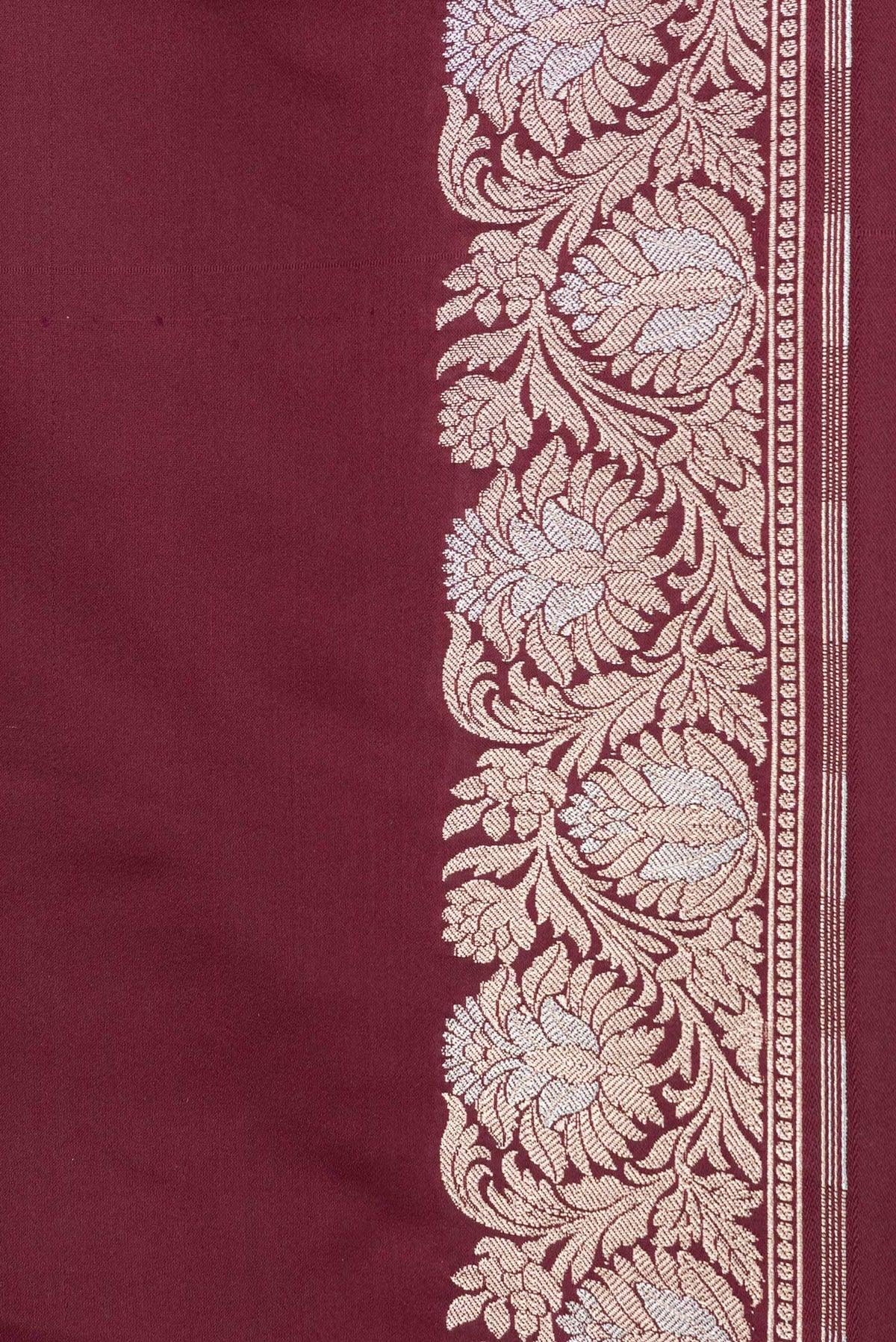 Border image of Maroon Dual Tone Blended Banarasi Silk Saree with Plain Body and Zari Border. 
