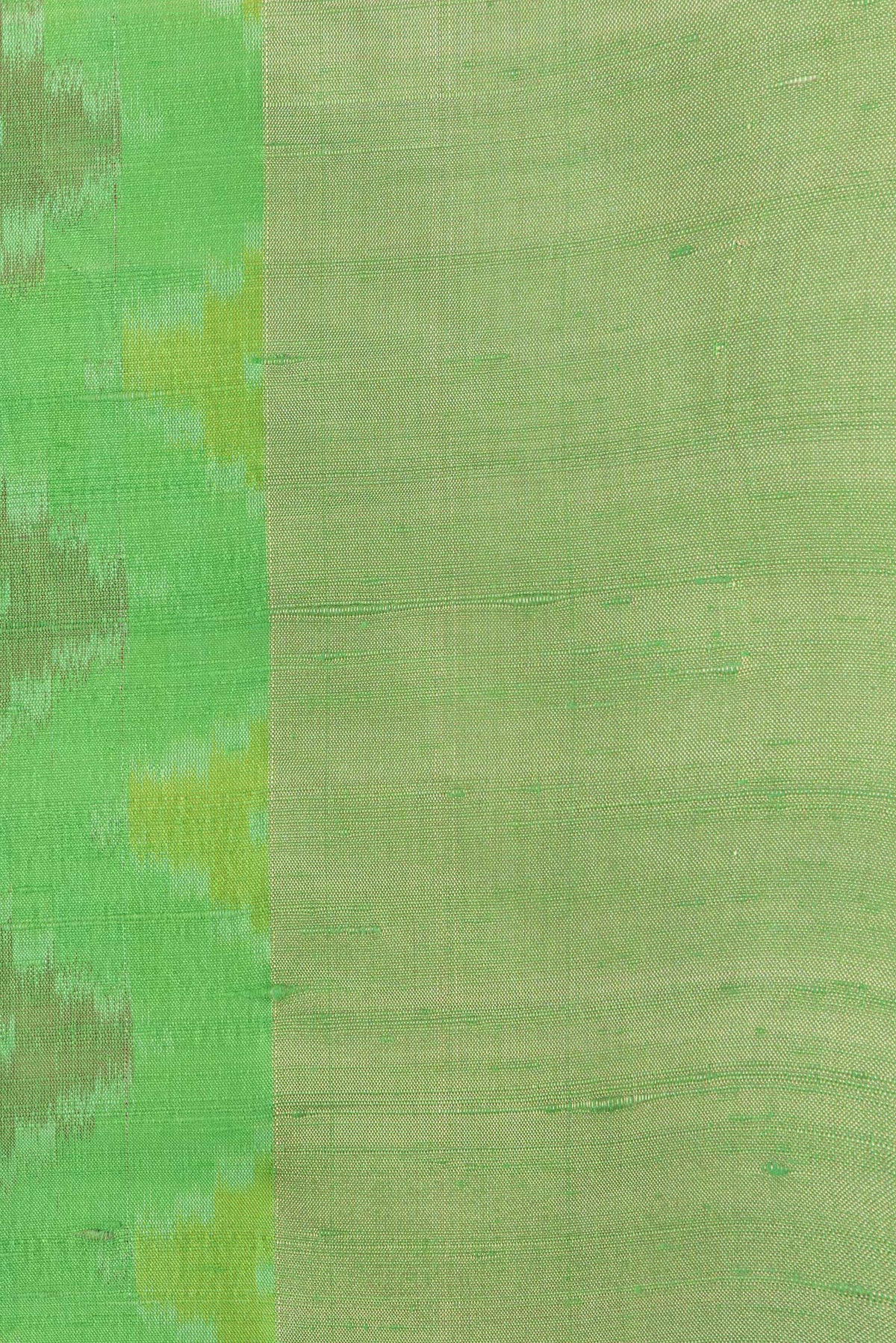 Border image of Green Dual Tone Raw Silk Saree with Ikat Print on the body and Zari Border. 