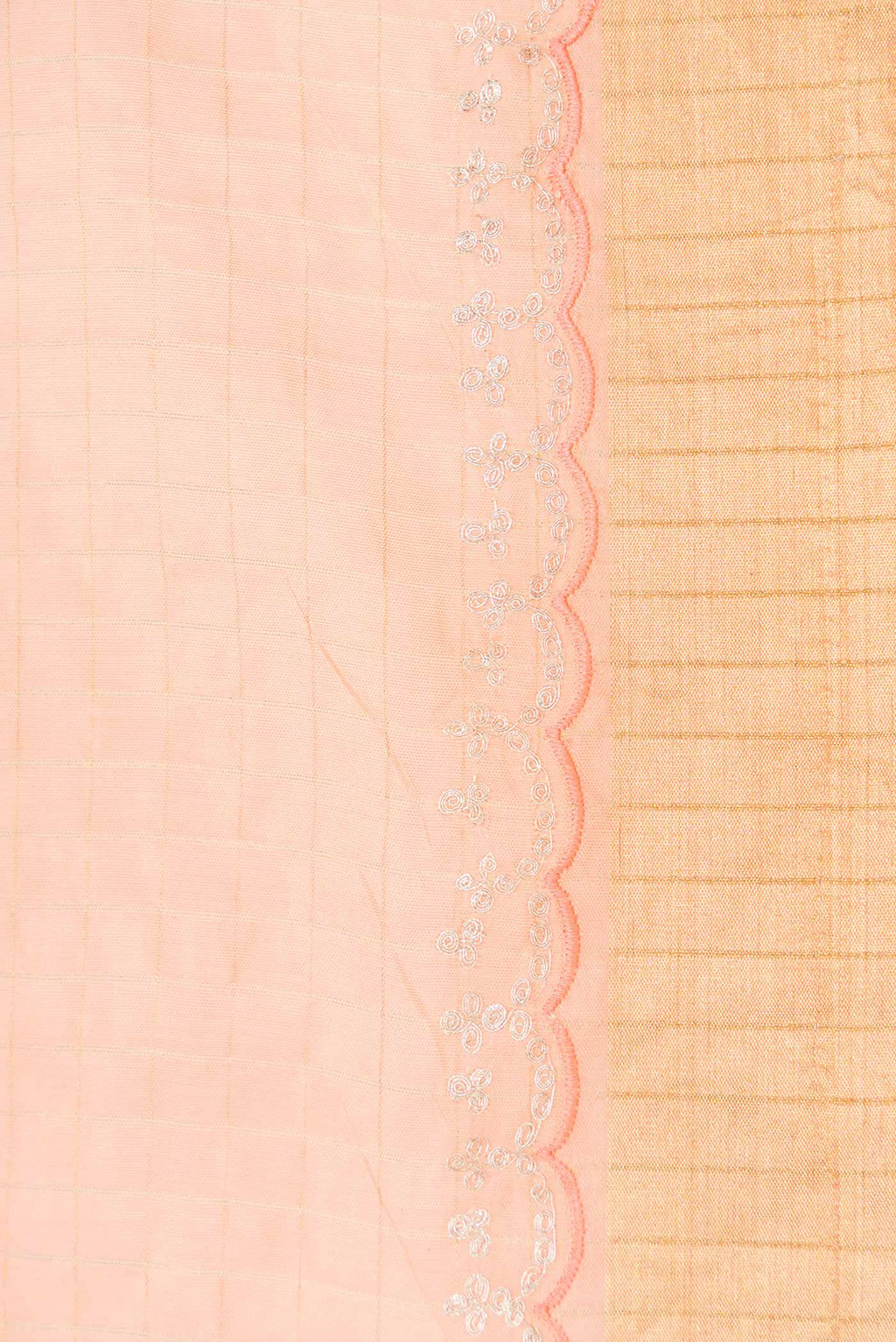 Border image of Orange Dual Tone Tussar Silk Saree with Stripes on the body and Zari Border