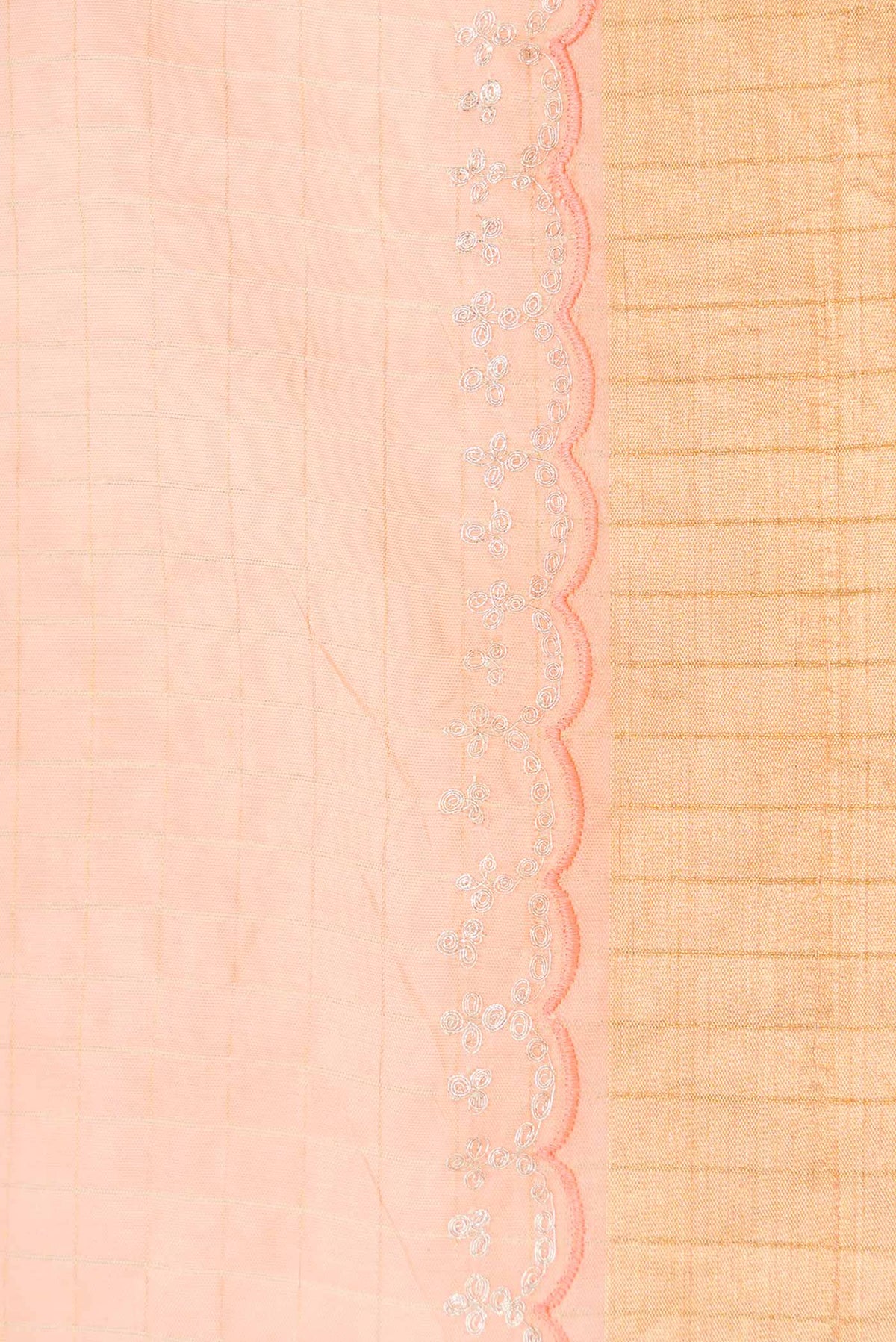 Border image of Orange Dual Tone Tussar Silk Saree with Stripes on the body and Zari Border