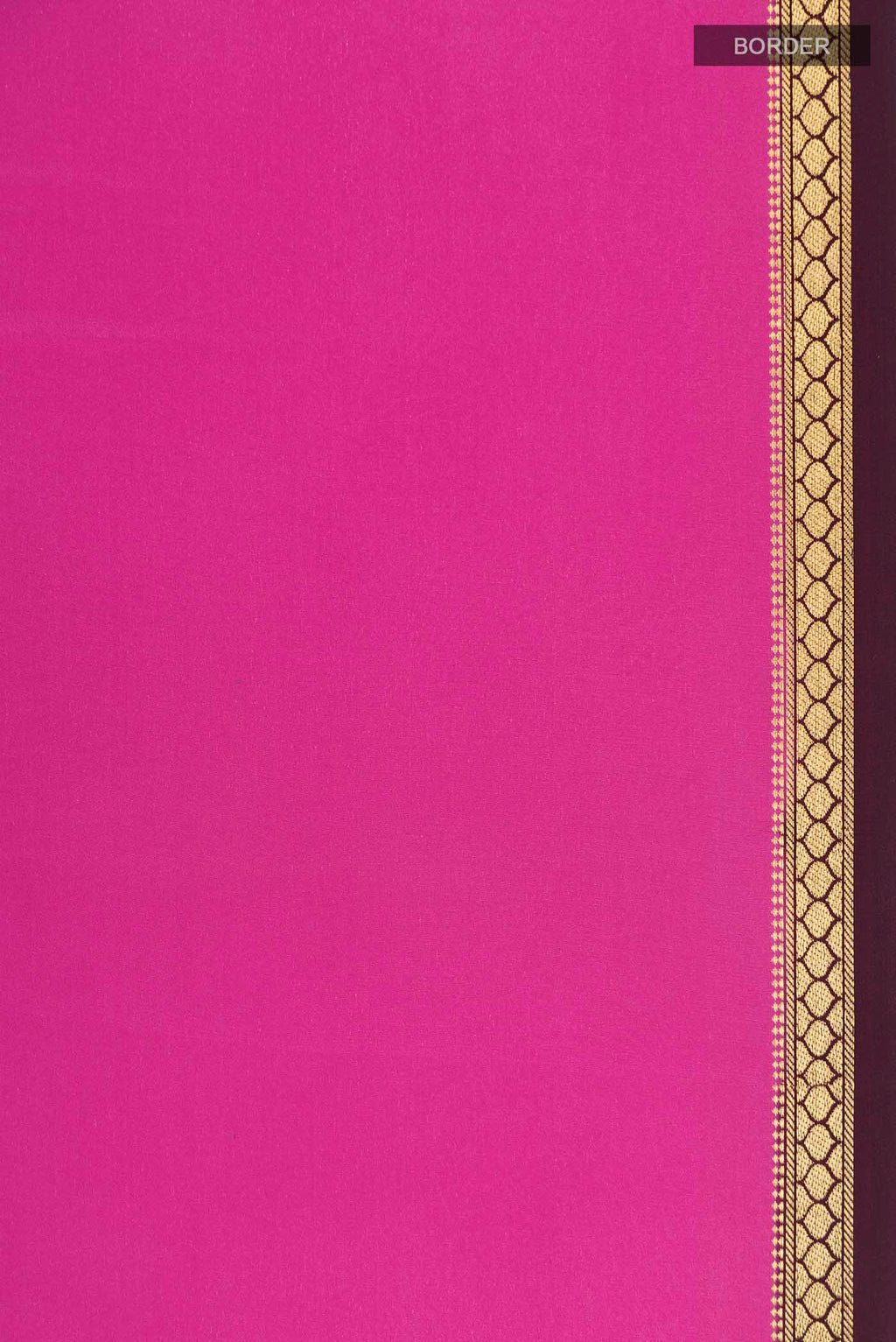 Border image of Pure Silk Pure Zari Pink Mysore Crepe Saree with Plain Body and Zari Border